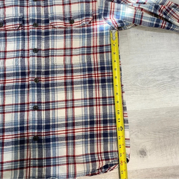 Red Head Mens Flannel Shirt Size M Long Sleeve Button Down beige/ blue/ red - Picture 7 of 13